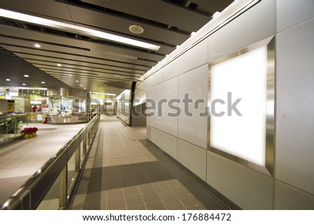 Blank billboard in metro station(modern public space)
