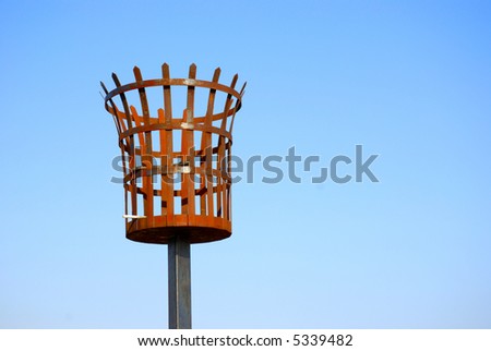 archaic signal beacon fire-basket; good copy-space