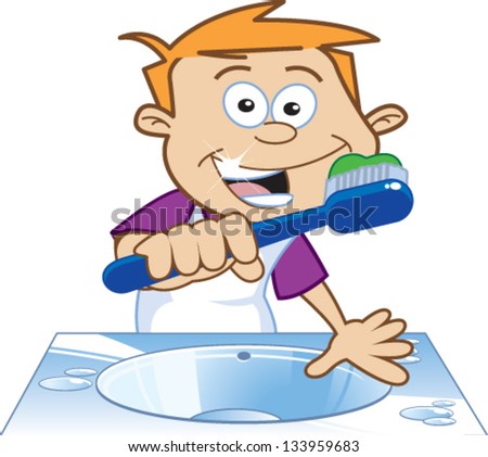 Cartoon Boy Brushing His Teeth Stock Vector Illustration 133959683 