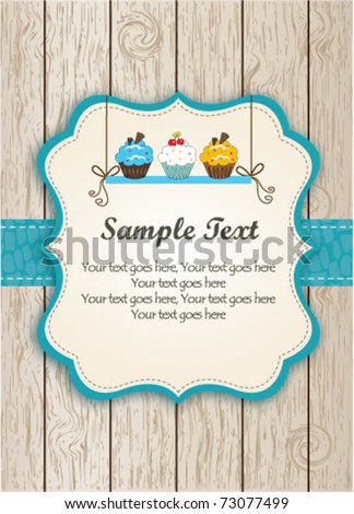 stock vector Blue Cupcake Card