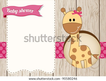 Baby shower giraffe girl card Baby shower giraffe girl card