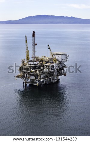 Offshore drilling rig aerial view