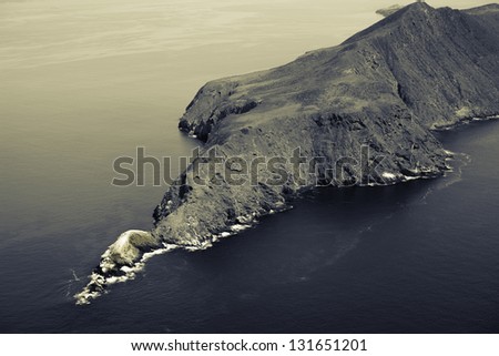 Anacapa Island aerial view duo-tone