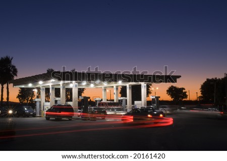 Gas Station at Twilight