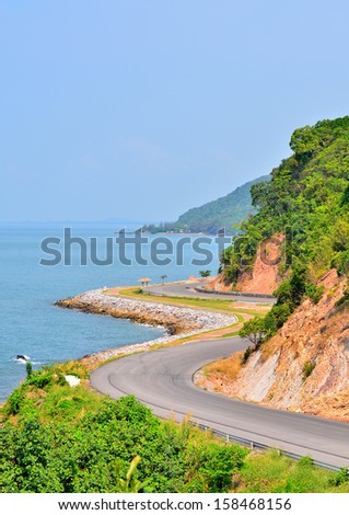 Curve Road on the Cliff by the Sea