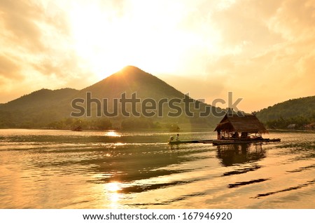 Bamboo Raft in the Lake