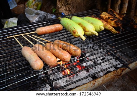 Sausage Grill in Street Market