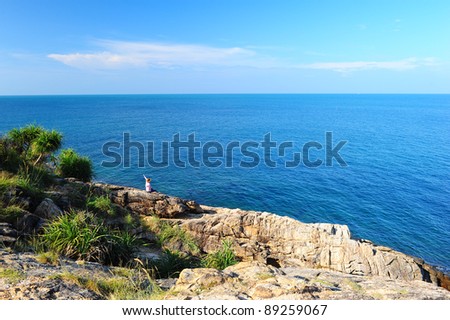 Girl on the Cliff by the Sea