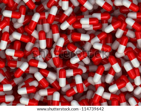 Many colorful medicines. Background or texture 3D Render