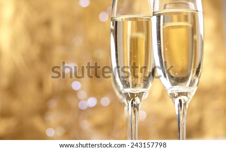 Champagne on gold background