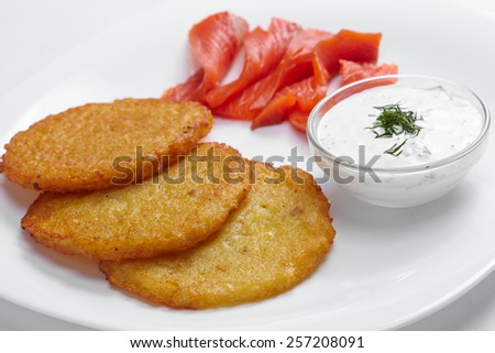 potato pancakes with salmon