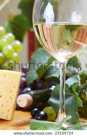 Wine and Cheese still life