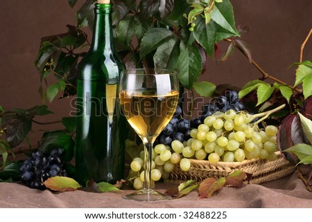 Wine glass with bottle for wine tasting