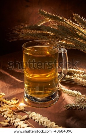 Glass of beer with grain
