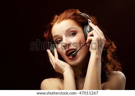 Beautiful women with a headset