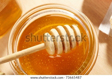 Honey with wood stick