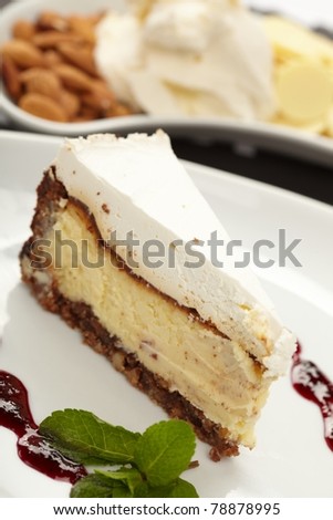 Cake with jam and mint