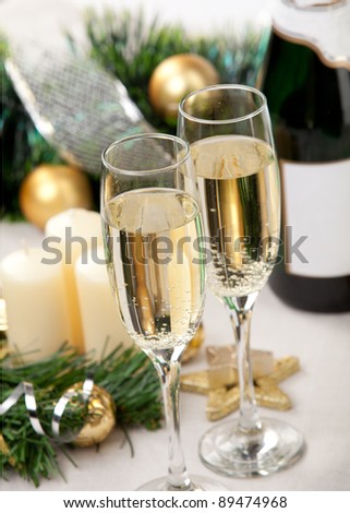 Glasses of champagne at New Year\'s Eve