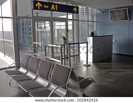 Empty seating at boarding gate at an airport