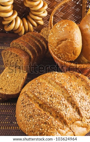 rolls and other grain products as natural food background