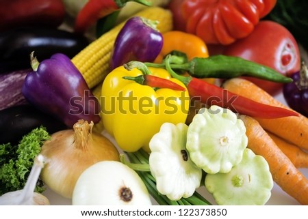 fresh organic vegetables as food and nature background