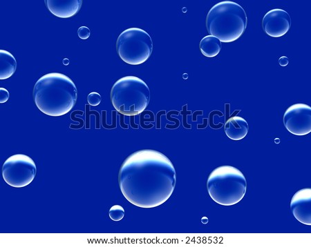 great number of transparent bubbles on a dark blue background