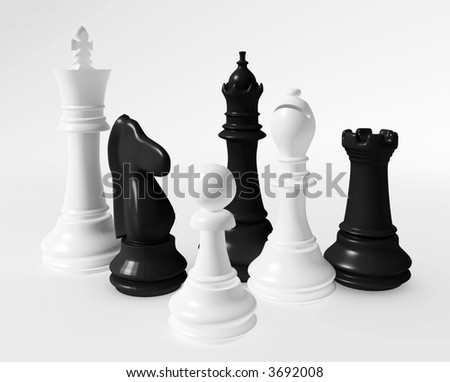 chess of black and white color on a white background