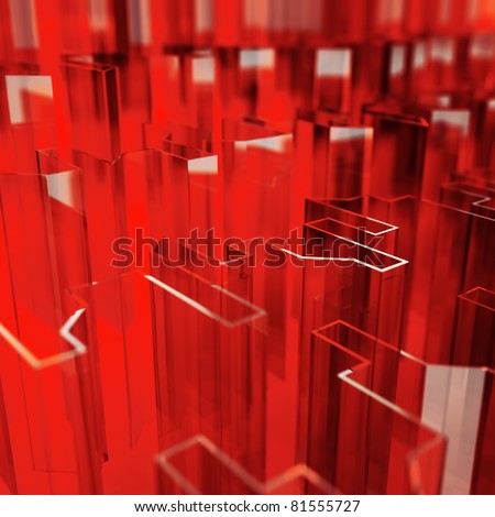 red glass acute angled abstraction as a background
