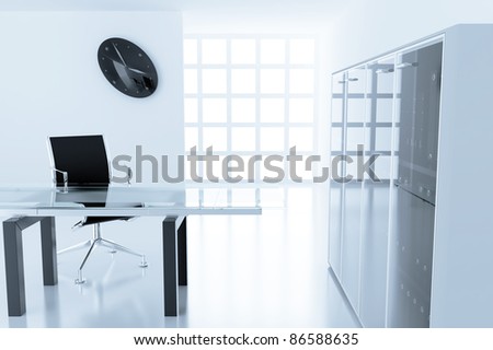 Light modern cubicle with a table and an armchair in a time off