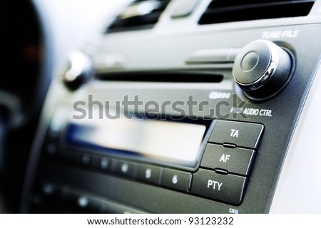 control panel of audio player and other devices of the car