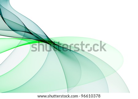 Smooth waves from tones of green on a white background