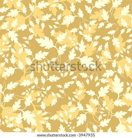 beige & yellow flowers ornament on yellow background (wallpaper)