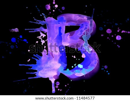 Neon Watercolor Paint - Letter B Stock Photo 11484577 : Shutterstock