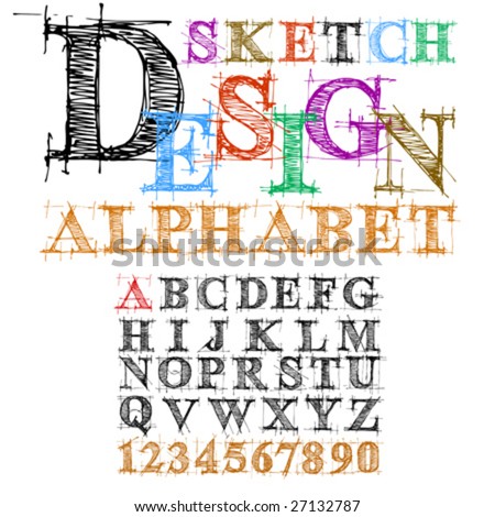 Logo Design Sketches on Vector Sketch Design Alphabet   27132787   Shutterstock
