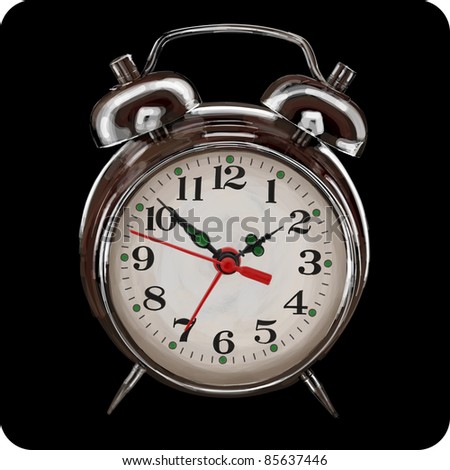 Alarm clock on a black background - color paint. Bitmap copy my vector ID 70185757