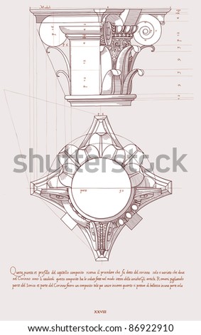Chapiter- hand draw sketch composite architectural order. Bitmap copy my vector ID 84869275