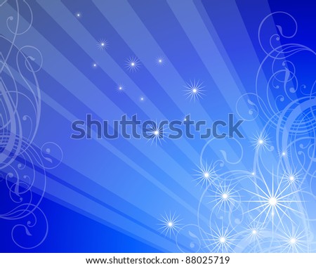 Christmas background, floral ornament & snowflakes. Bitmap copy my vector ID 42033679