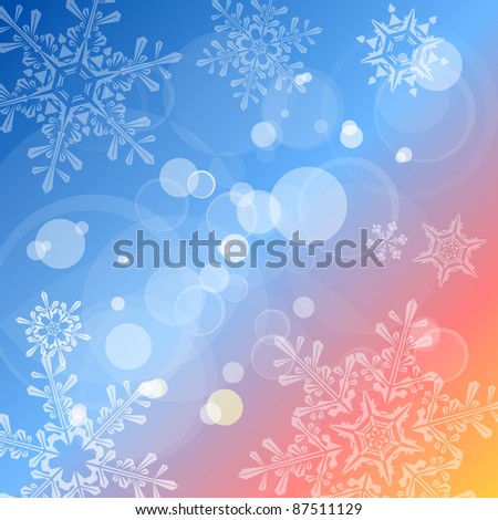 Christmas vector background, lens flares & snowflakes. Bitmap copy my vector