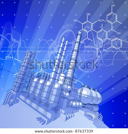 Chemical plant & blue technology background. Bitmap copy my vector ID 27138505