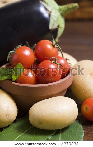 Still life pictures of fresh vegetable ingredients. Vertical composition