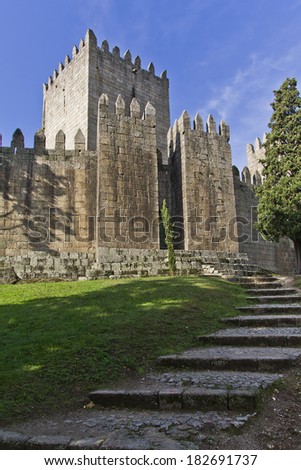Guimaraes Castle, the most famous  castle in Portugal as it was the birth place of the first Portuguese King and the Portuguese nation. Unesco World Heritage Site.
