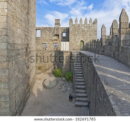 Guimaraes Castle interior, the most famous  castle in Portugal as it was the birth place of the first Portuguese King and the Portuguese nation. Unesco World Heritage Site.