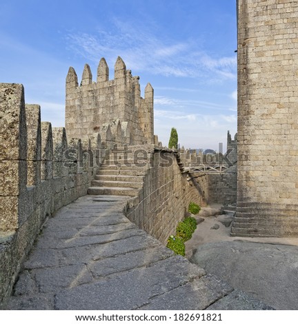 Guimaraes Castle interior, the most famous  castle in Portugal as it was the birth place of the first Portuguese King and the Portuguese nation. Unesco World Heritage Site.
