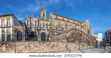Porto, Portugal. December 29, 2014: Sao Francisco Church. 14th century Gothic architecture in the main temple. Unesco World Heritage Site