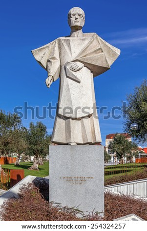 Porto, Portugal. December 29, 2014: Statue of the former Porto Bishop, Dom Antonio Ferreira Gomes. An anti-fascist resistant that questioned the Portuguese dictatorial regime and had to live in exile