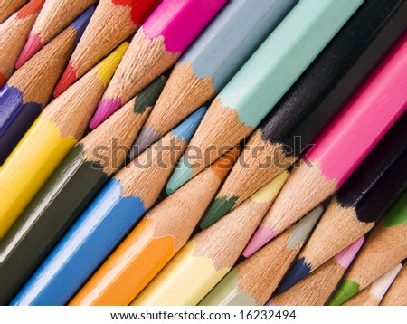 Color pencils collection with colors mixed