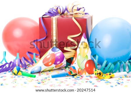 birthday party whistles. stock photo : Gift, party hats
