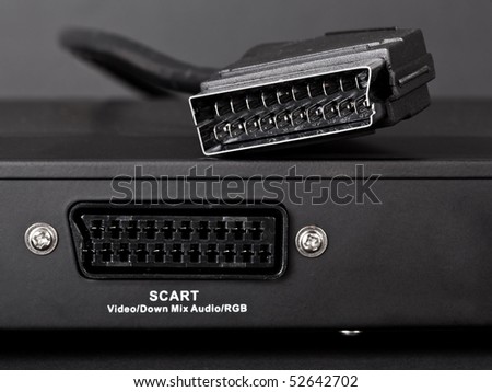 Close up of a SCART plug in a DVD player