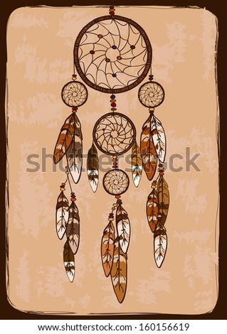 Illustration with tribal native American Indian dreamcatcher Illustration with tribal native American Indian dreamcatcher
