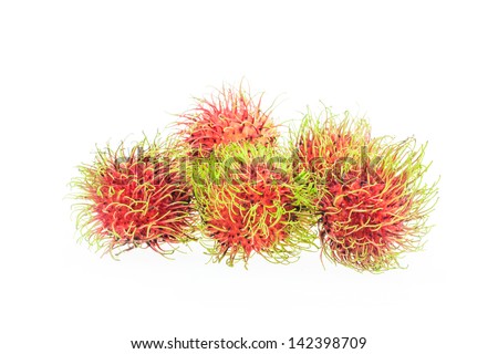 Rambutan asian fruit on a white background